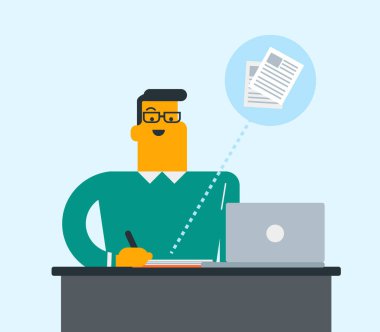 Beyaz öğrenci eğitim için bir dizüstü bilgisayar kullanarak.