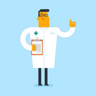 Elinde dosya olan genç beyaz beyaz doktor.