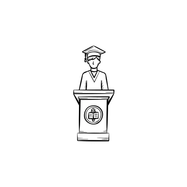 Graduación universitaria estudiante mano dibujado icono . — Archivo Imágenes Vectoriales