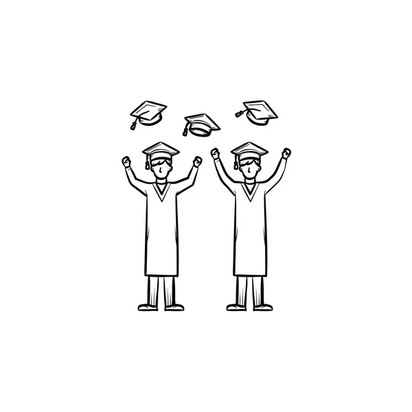 University graduates hand drawn sketch icon.