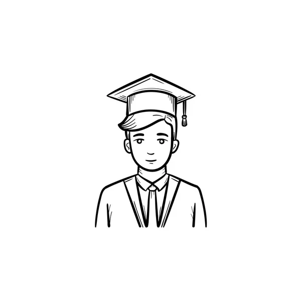 Graduado estudiante dibujado a mano icono de boceto . — Vector de stock