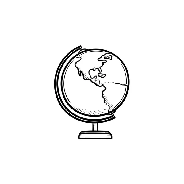 Mundo globo dibujado a mano icono del boceto . — Vector de stock
