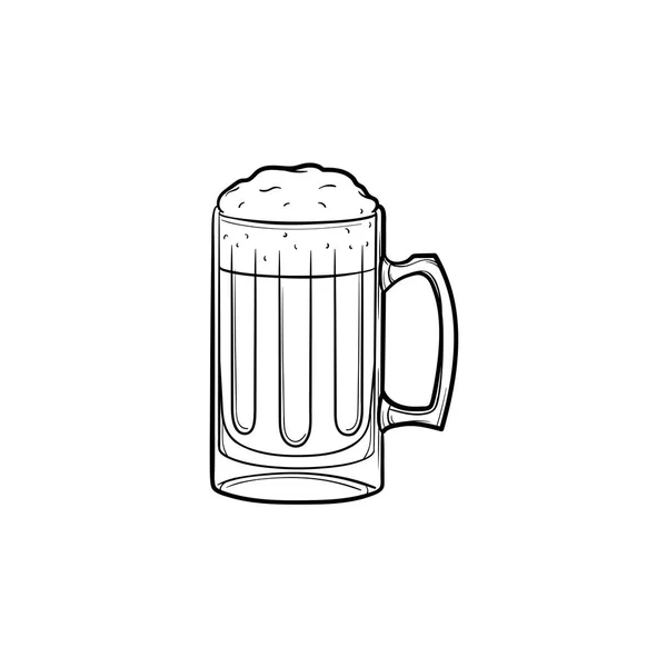 ビール手描きのスケッチ アイコンのマグカップ. — ストックベクタ