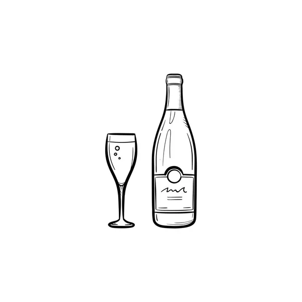 Şarap şişesi el çizilmiş kroki simgesi. — Stok Vektör