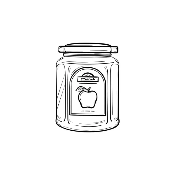 Μαρμελάδα μήλο σε ένα γυάλινο βάζο χέρι συρμένο σκίτσο εικονίδιο. — Διανυσματικό Αρχείο