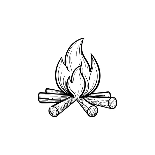 Ícone de esboço desenhado à mão da fogueira . — Vetor de Stock