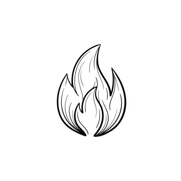 Φωτιά φλόγα χέρι συρμένο σκίτσο εικονίδιο. — Διανυσματικό Αρχείο
