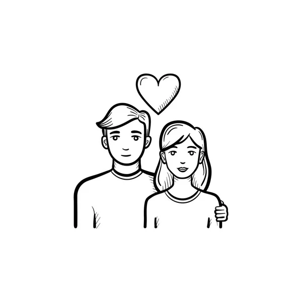 Couple en amour dessiné à la main croquis icône . — Image vectorielle