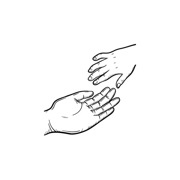 Hand of help hand drawn sketch icon. — Stock Vector