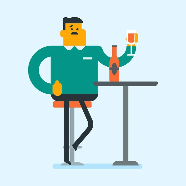 Uomo caucasico che beve un cocktail al bar . — Vettoriale Stock
