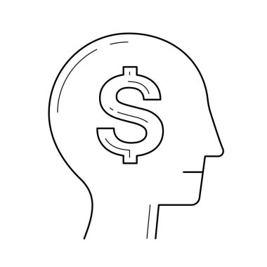 Zengin beyin baş vektör satırı simgesi.