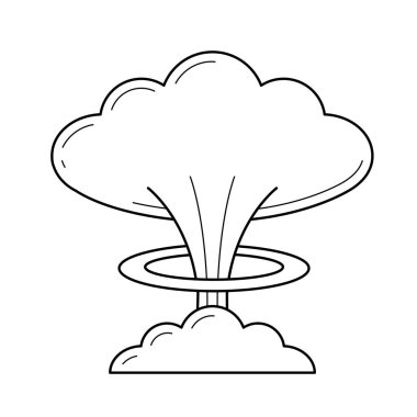 Nuclear explosion vector line icon. clipart
