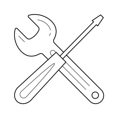 Onarım hizmeti vektör satırı simgesi.