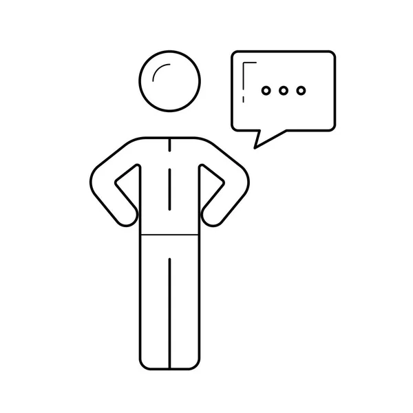 Persona con icono de línea de vector de burbuja de voz . — Archivo Imágenes Vectoriales