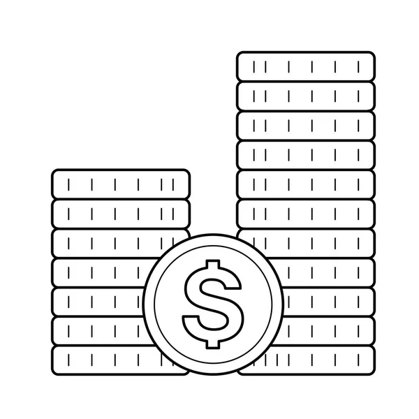 Pilha de moedas ícone de linha vetorial . — Vetor de Stock