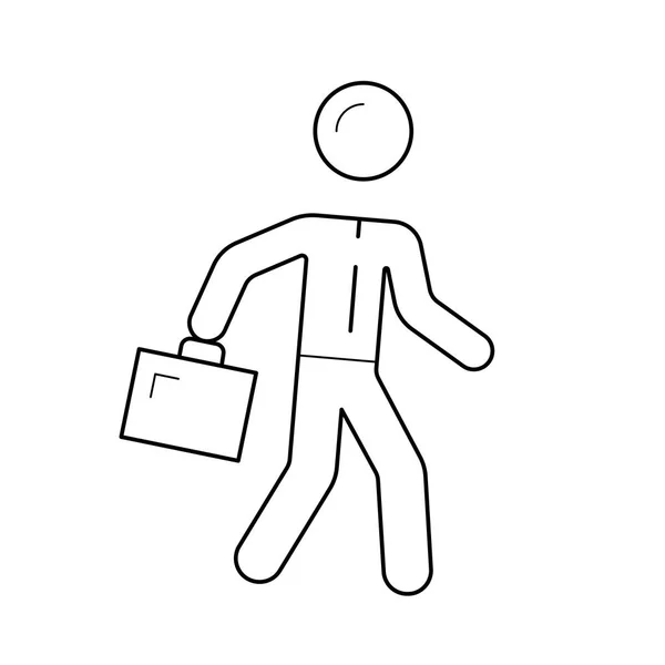雇主步行与公文包矢量线图标. — 图库矢量图片