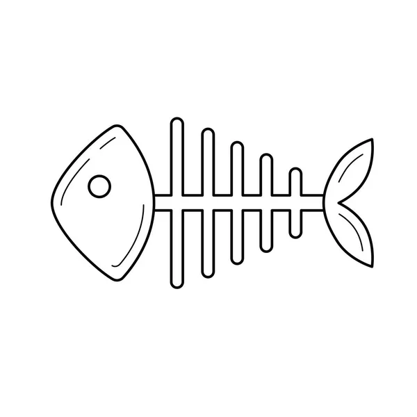 Иконка векторной линии скелета гнилой рыбы . — стоковый вектор