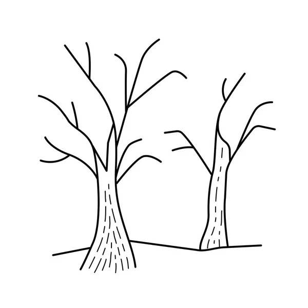 Árboles secos vector línea icono . — Vector de stock