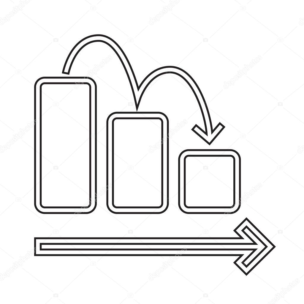 Downward chart vector line icon.
