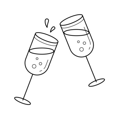 Şampanya bardağı vektör satırı simgesi.