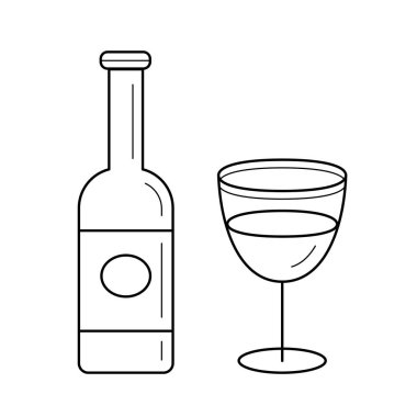 Şarap şişesi vektör satırı simgesi.