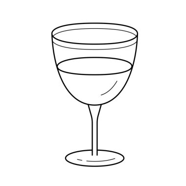 Şarap kadehi vektör satırı simgesi.