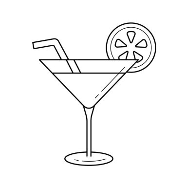 Kokteyl içki vektör satırı simgesi.
