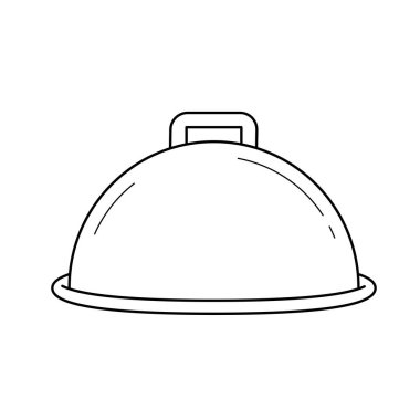 Cloche için tabağı ile hizmet vektör satırı simgesi.