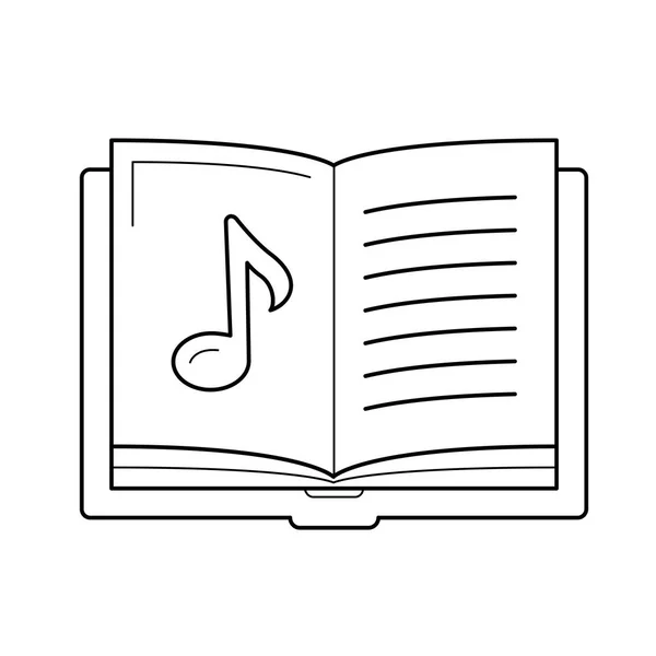 Libro de música con icono de línea vectorial nota . — Archivo Imágenes Vectoriales