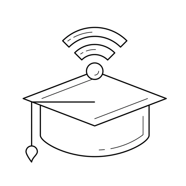 Casquette graduée avec icône de ligne de signe wifi réseau . — Image vectorielle