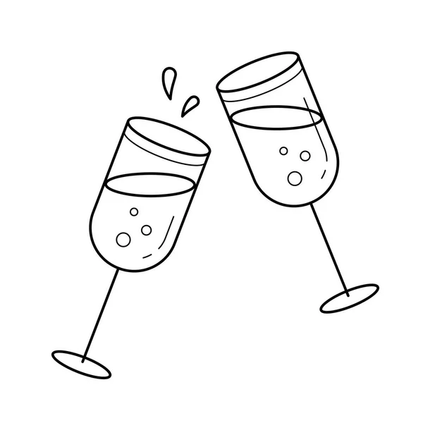 Champagne verres icône de ligne vectorielle . — Image vectorielle