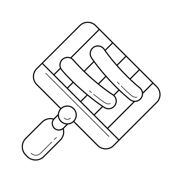 BBQ-pan voor grill op het pictogram van de lijn van de vector van het vlam. — Stockvector