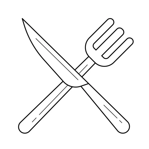 Gabel- und Messervektorlinien-Symbol. — Stockvektor