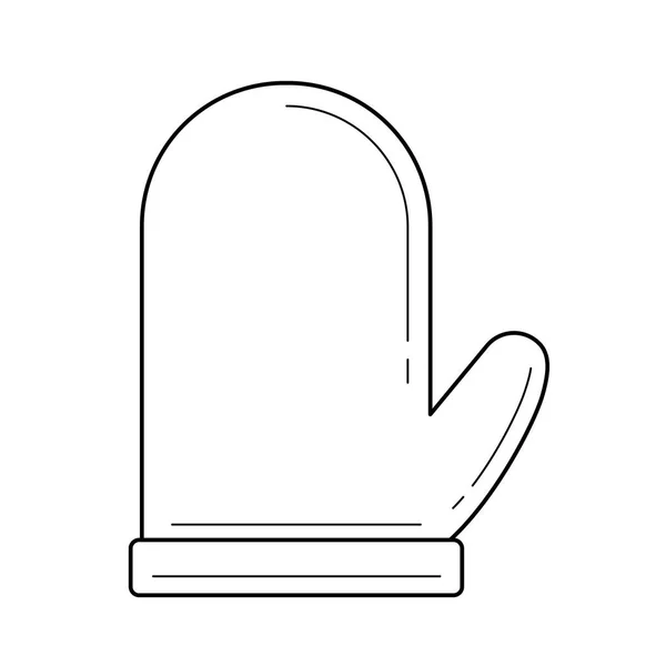 Oven handschoen vector lijn pictogram. — Stockvector