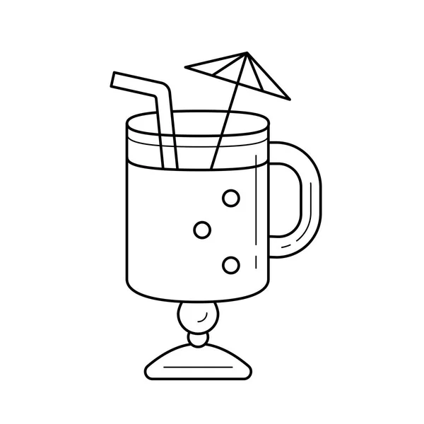 Vin chaud avec icône de ligne vectorielle de paille à boire . — Image vectorielle