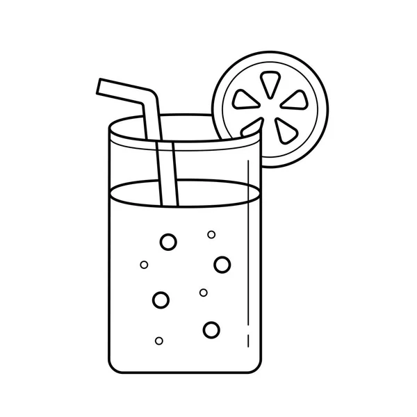 Orange juice with straw vector line icon. — Stock Vector