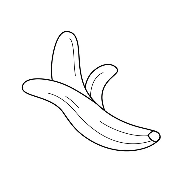 Halve gepelde banaan vector lijn pictogram. — Stockvector