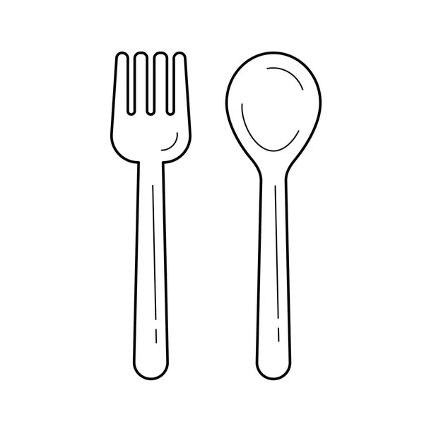 Fork and spoon vector line icon. — Stock Vector