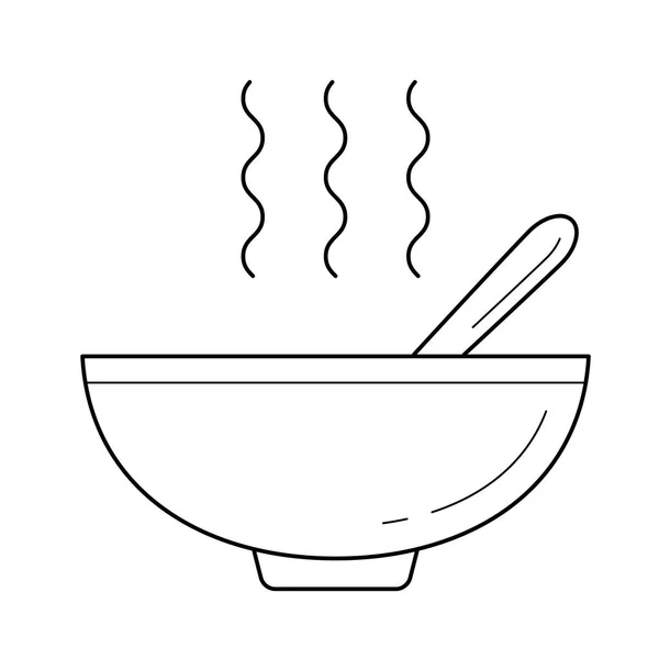 Bowl of hot soup vector line icon. — Stock Vector