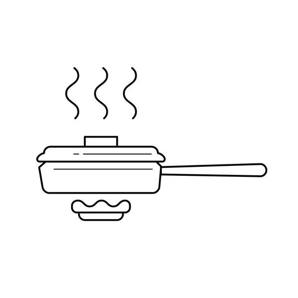 Значок сковороды по векторной линии . — стоковый вектор