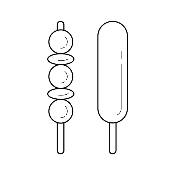 Kebab und Mais Dog Vektor Line Symbol. — Stockvektor