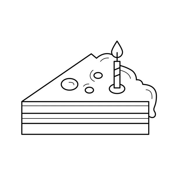 Piece of birthday cake vector line icon. — Stock Vector