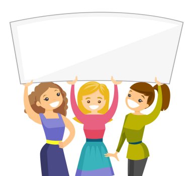 Grup genç kadını holding beyaz boş yönetim kurulu.