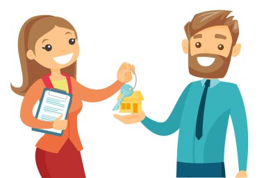 Emlakçı evin anahtarı müşteriye verilmesi.