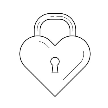 Kalp kilidi vektör satırı simgesi.