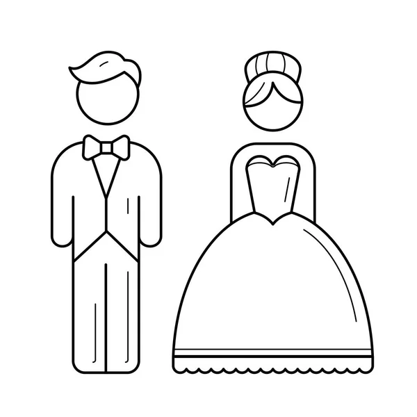 Icona della linea vettoriale sposa e sposo . — Vettoriale Stock