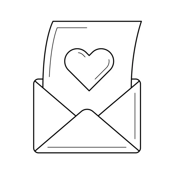 Ikona čáry vektorové otevřený milostný dopis. — Stockový vektor