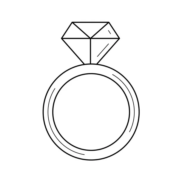 Diamantring-Vektorlinien-Symbol. — Stockvektor