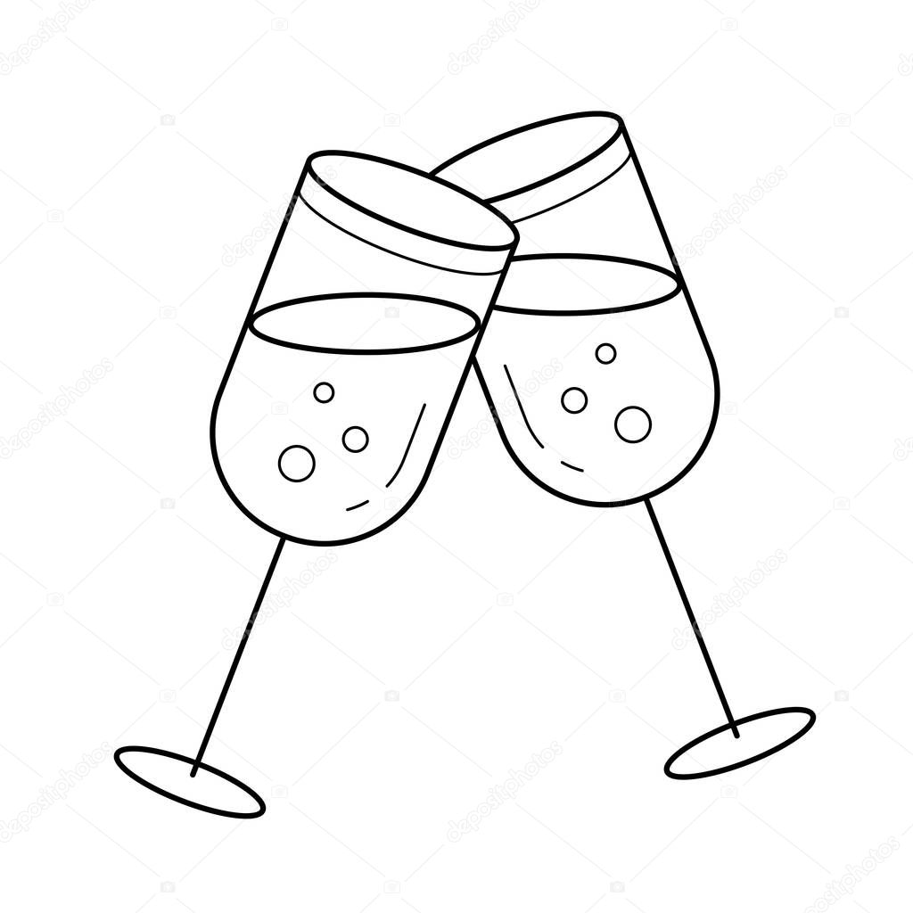 Featured image of post Champagne Glasses Clinking Drawing hand made stemless champagne glasses flute clinking clip art