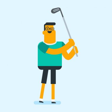 Genç beyaz beyaz golf topu isabet.